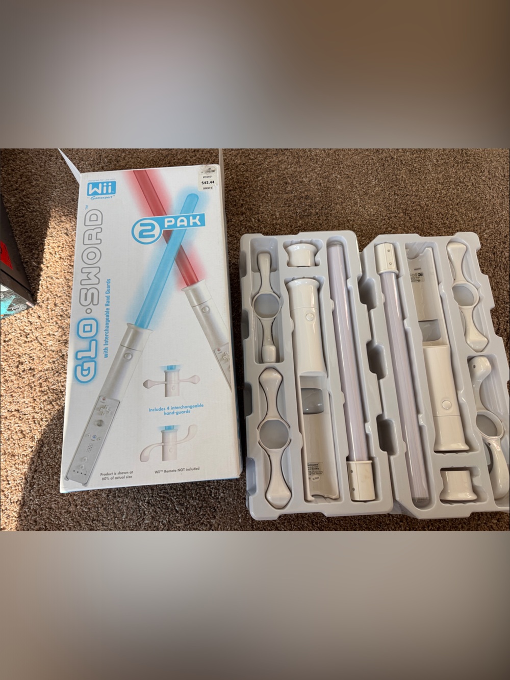 Glo-Sword 2-Pack Wii Lightsaber Set - White Handles with Blue & Red Blades